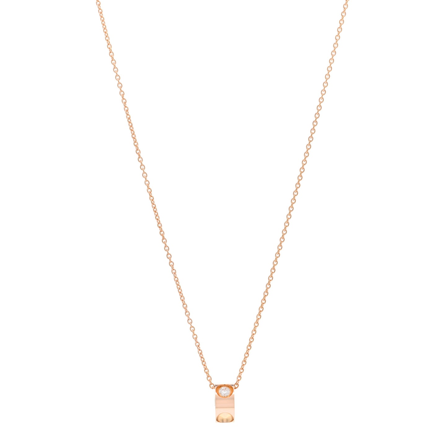18K Pink Gold Diamond Empreinte Pendant Necklace