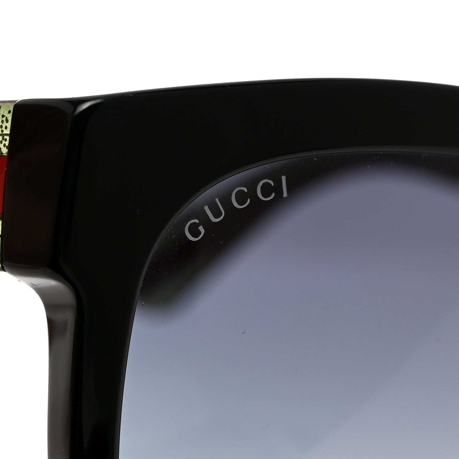 Gucci Acetate Square Frame Web Glitter Sunglasses GG0034SN Black Green 7 of 7