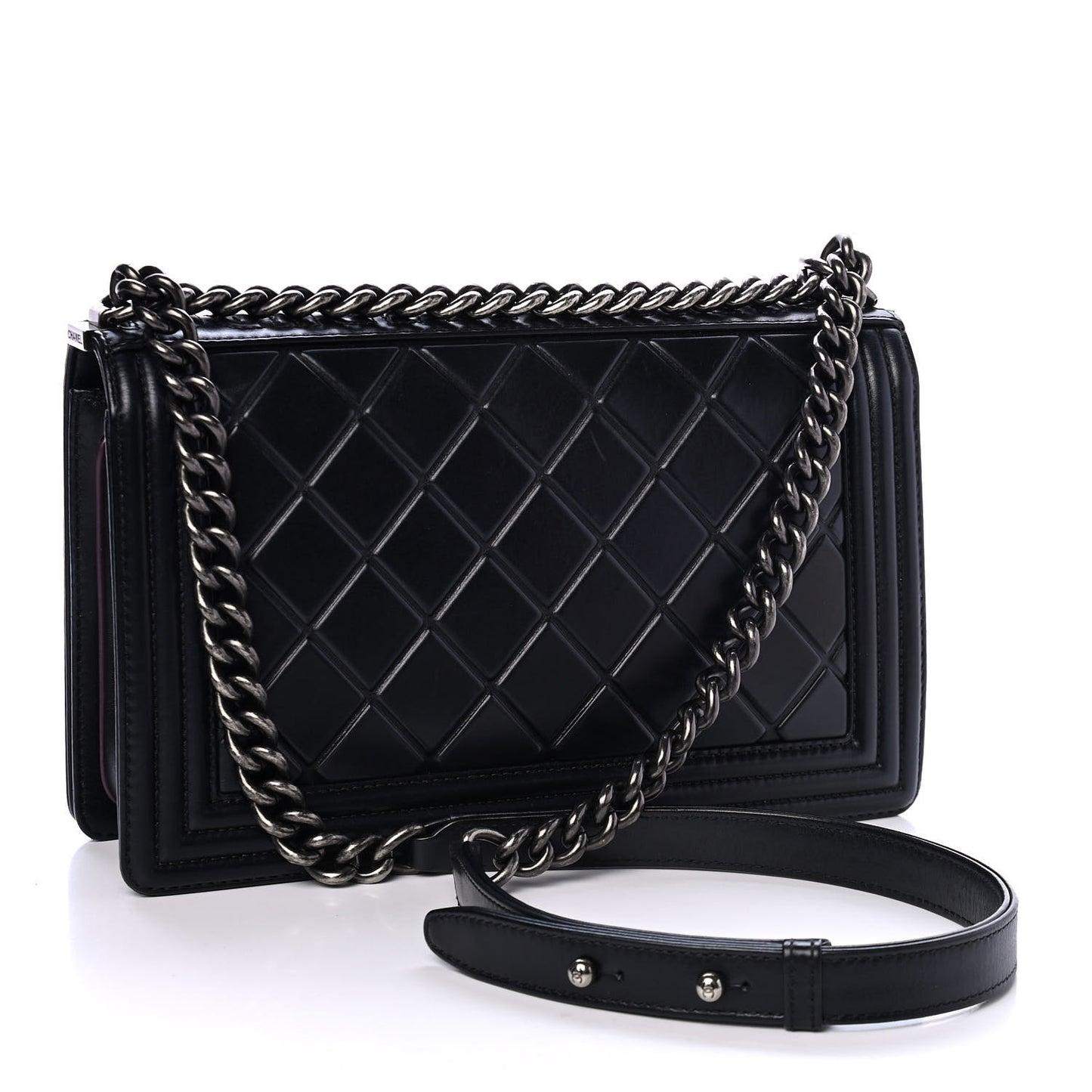Calfskin Embossed Medium Paris Salzburg Boy Flap Black