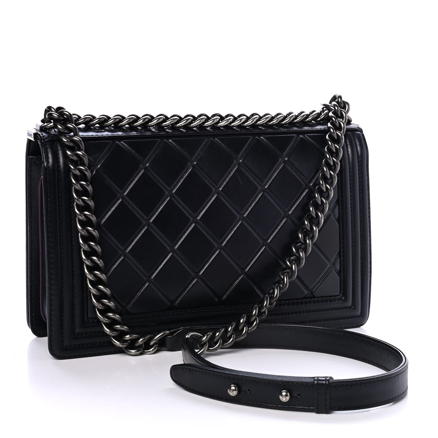 Chanel Calfskin Embossed Medium Paris Salzburg Boy Flap Black 2 of 4
