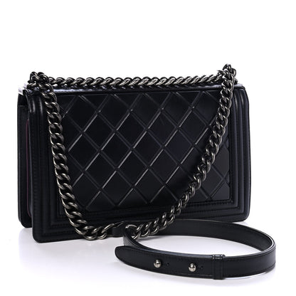 Chanel Calfskin Embossed Medium Paris Salzburg Boy Flap Black 2 of 4