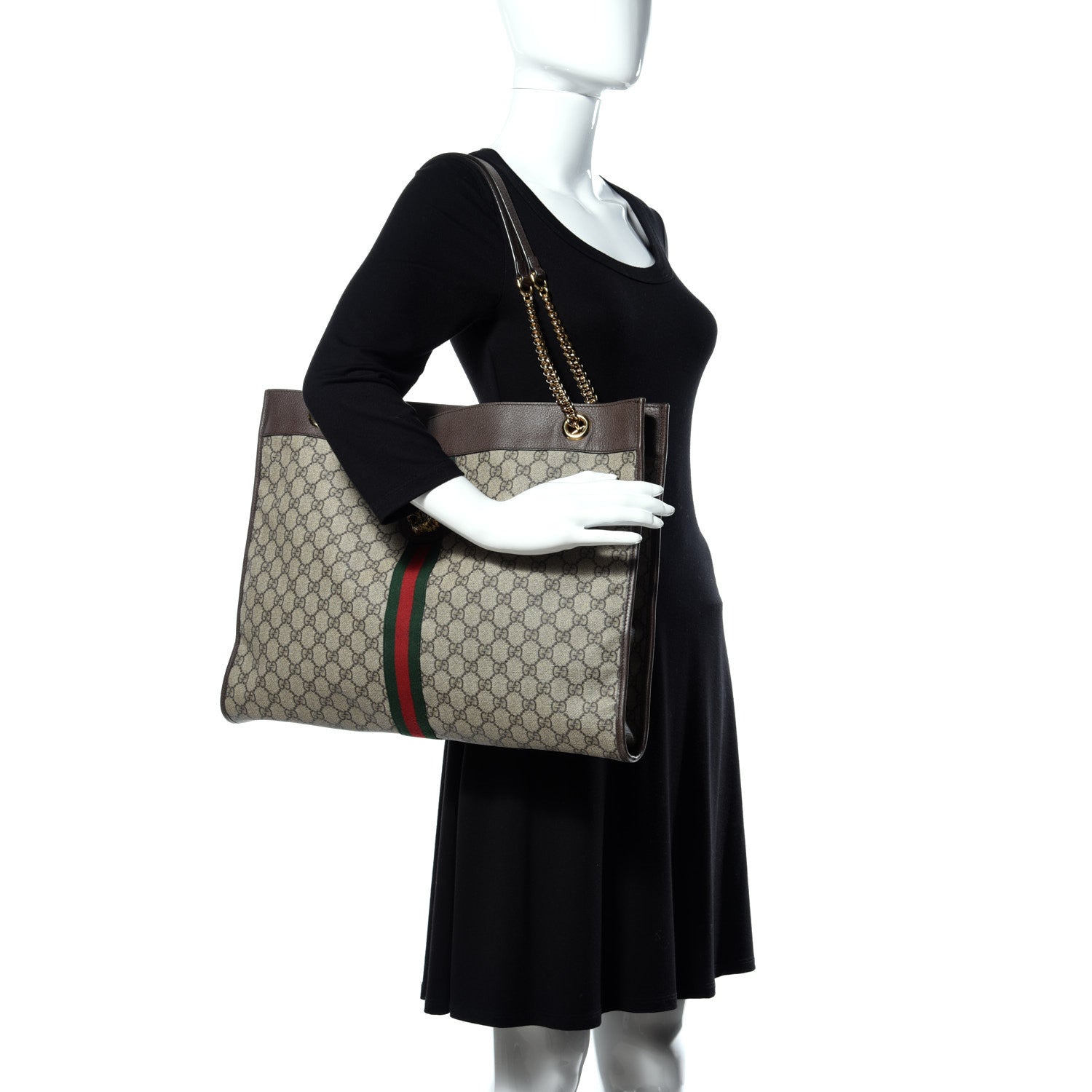 Gucci GG Supreme Monogram Large Rajah Chain Tote Beige New Acero 2 of 12