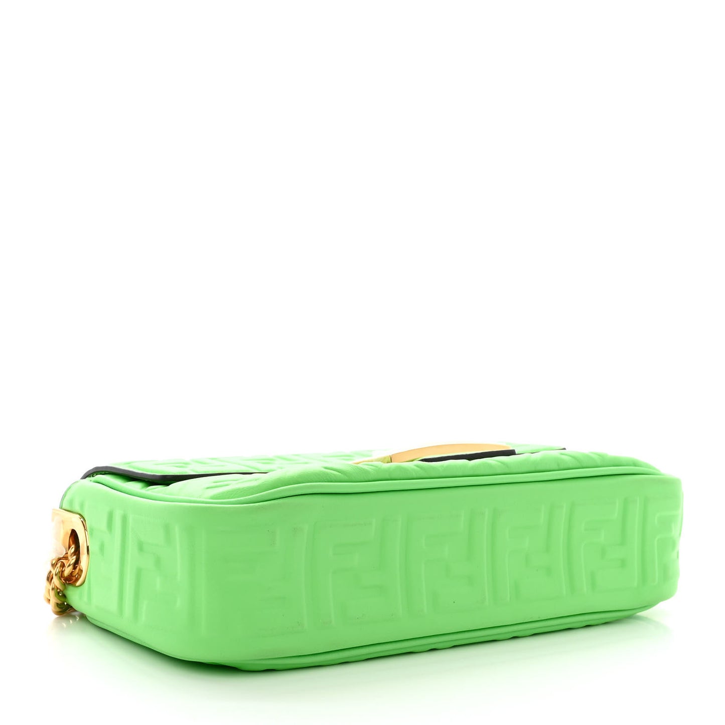 Nappa Small FF Embossed Midi Chain Baguette Edamame