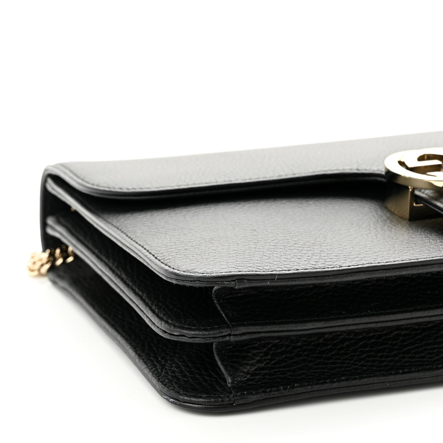 Dollar Calfskin Interlocking G Shoulder Bag Black