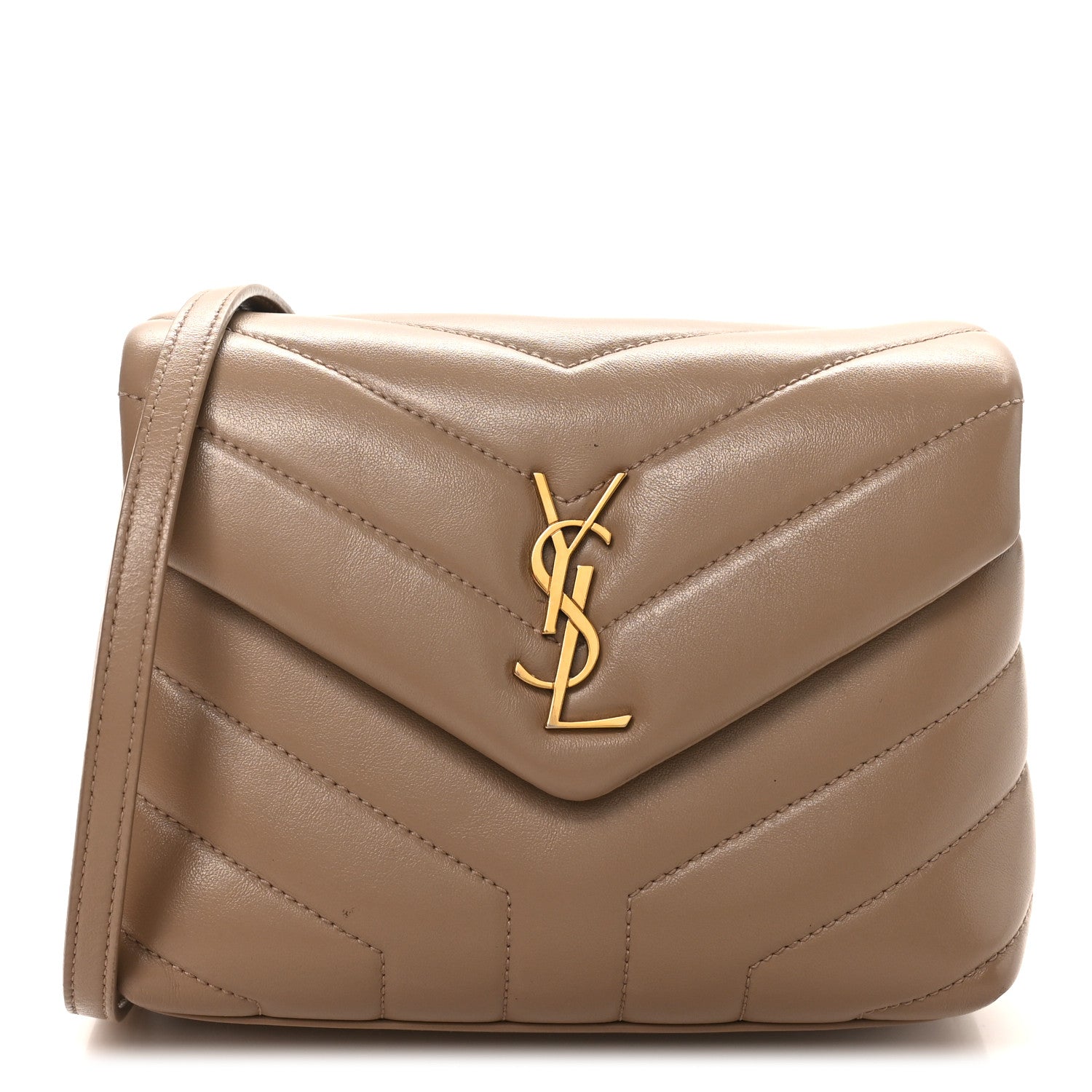 Saint Laurent Calfskin Y Quilted Monogram Toy Loulou Crossbody Bag Dusty Grey 7 of 10