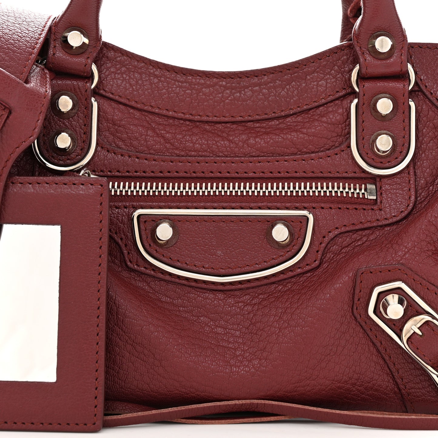 Chevre Silver Metallic Edge Hardware Mini City Cassis