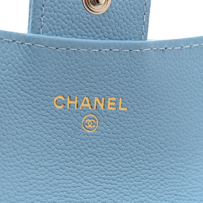 Chanel Caviar Quilted Flap Card Holder Wallet Light Blue 6 of 9