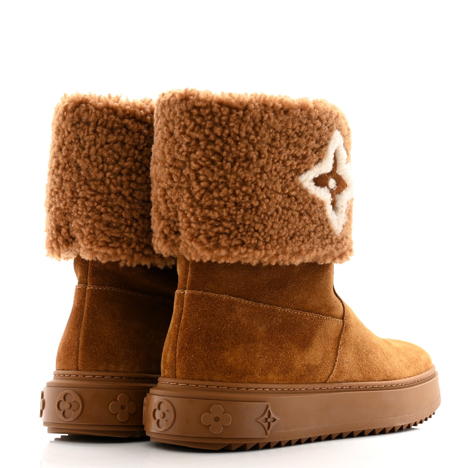 Louis Vuitton Suede Calfskin Shearling Snowdrop Flat Ankle Boot 38 Cognac 4 of 9