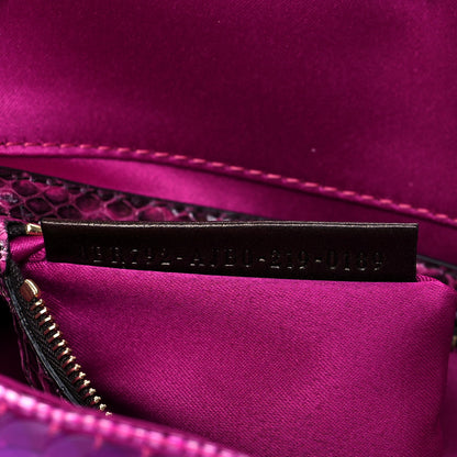Fendi Satin Sequin Paillettes Bilics Lustre Snakeskin Medium Baguette 1997 Dark Pink 6 of 9