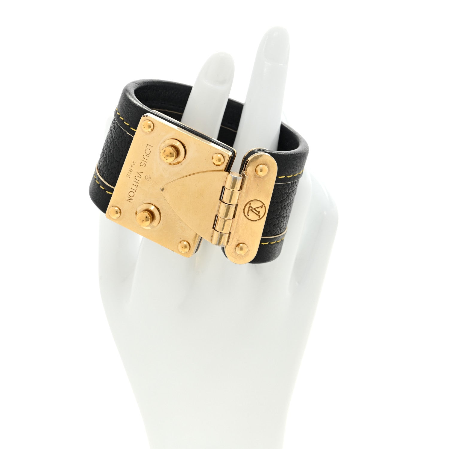 Louis Vuitton Chèvre Suhali S Lock Bracelet Small Black 2 of 4
