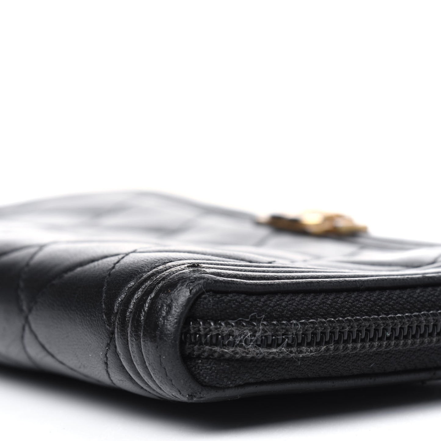 Lambskin Quilted Boy Zip Around Wallet Black