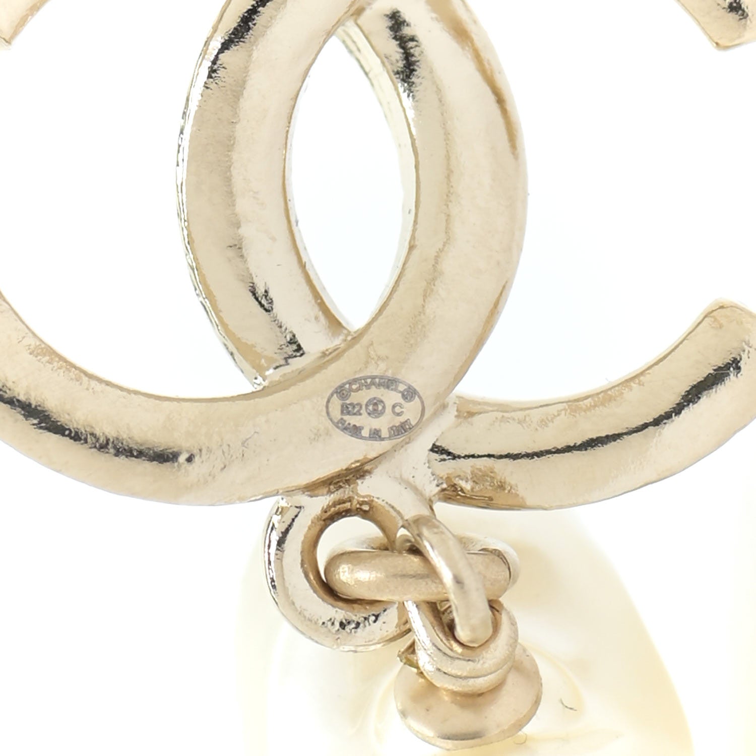 Chanel Pearl CC Double Heart Drop Earrings Gold 4 of 6