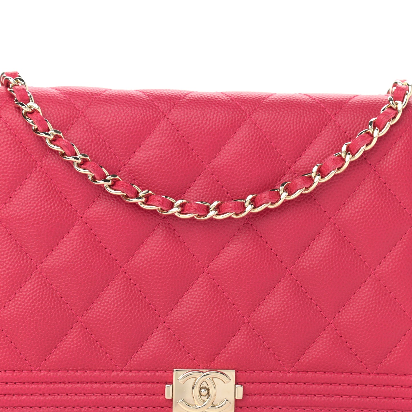 Caviar Quilted Boy Wallet On Chain WOC Fuchsia