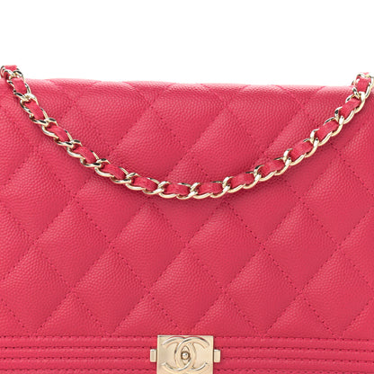 Chanel Caviar Quilted Boy Wallet On Chain WOC Fuchsia 8 of 13