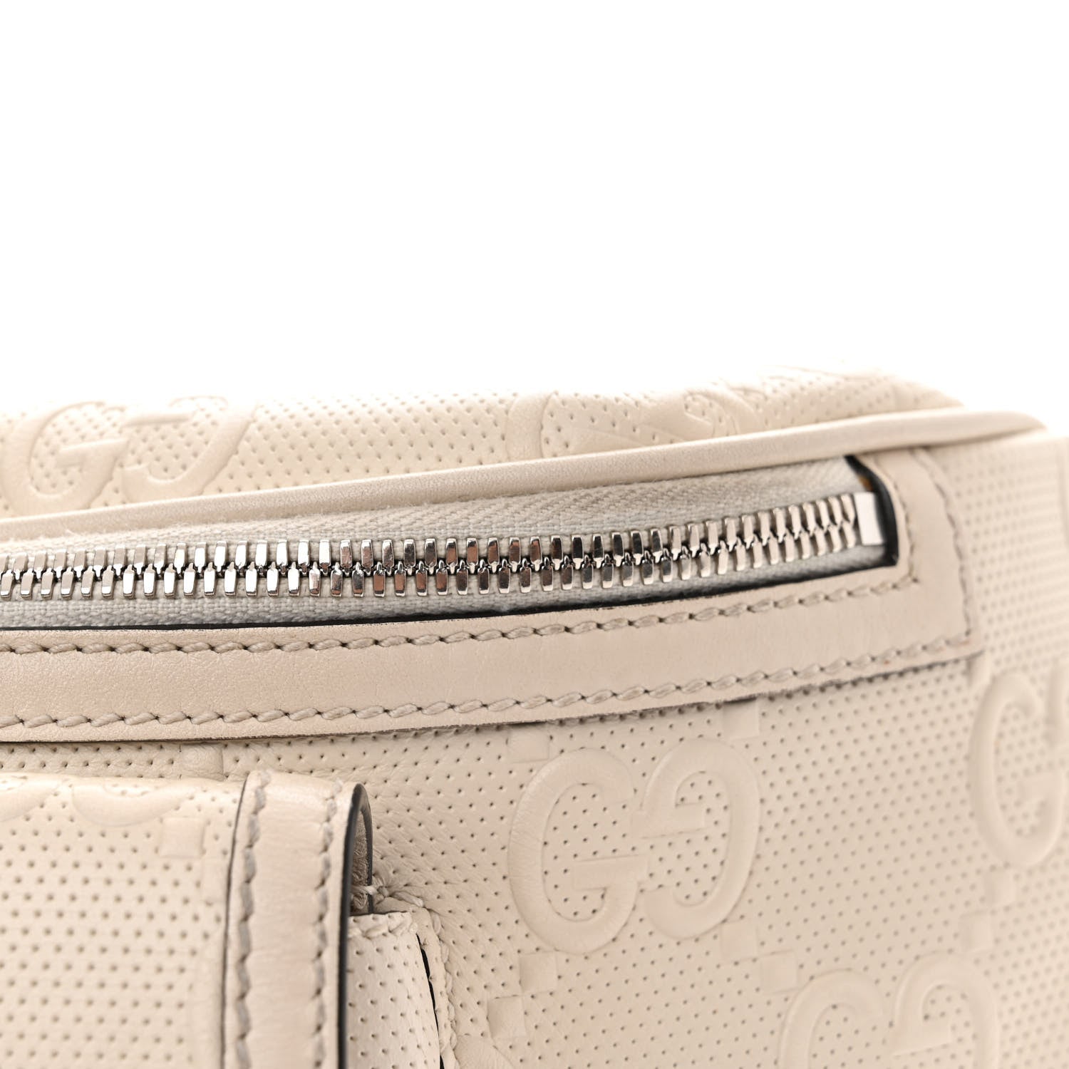Gucci Calfskin GG Tennis Embossed Pocket Belt Bag Mystic White 16 of 19