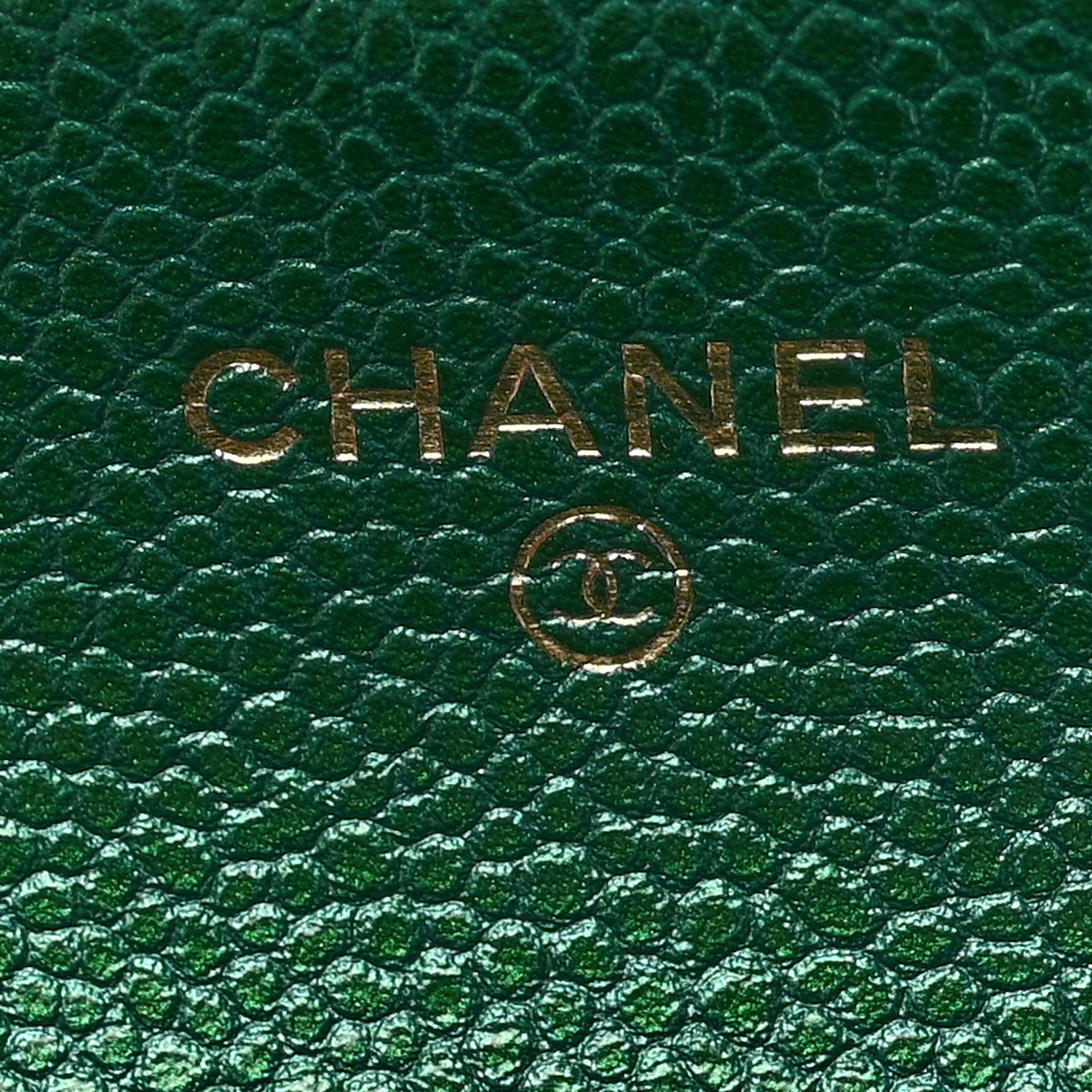 Chanel Metallic Caviar Quilted Flap Card Holder Wallet Green 5 of 8