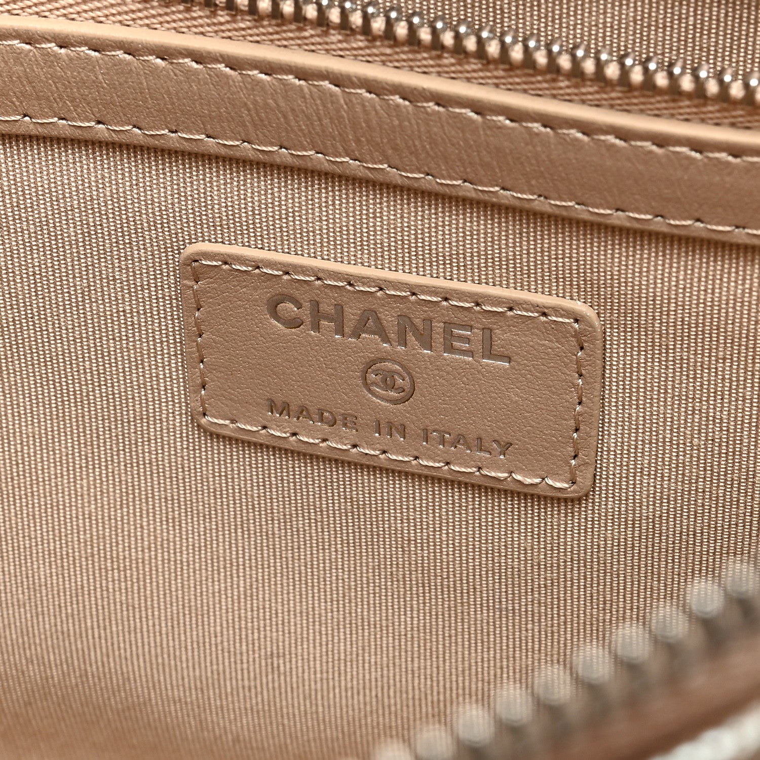 Chanel Iridescent Caviar Chevron Quilted Medium Cosmetic Case Light Gold 6 of 7