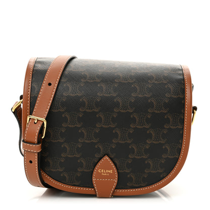 Celine Triomphe Canvas Medium Folco Bag Tan 1 of 11