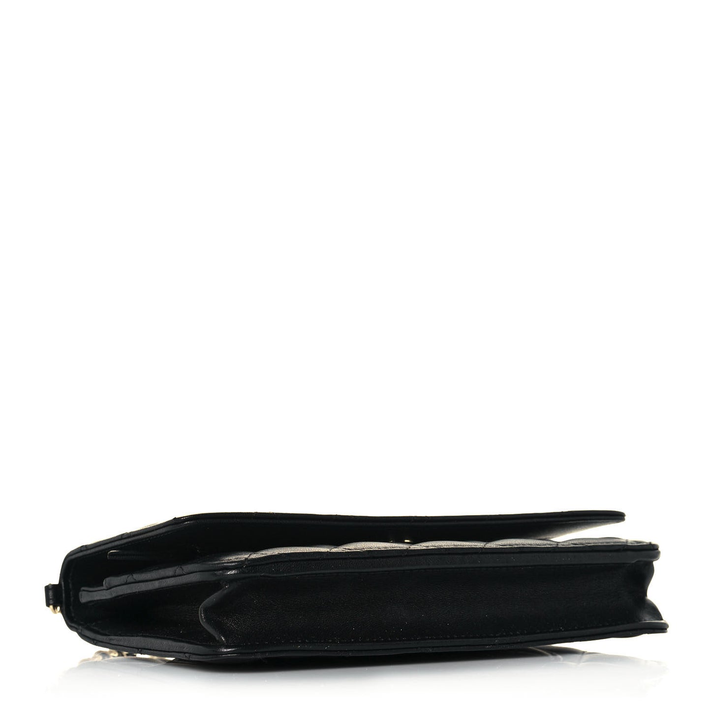 Lambskin Quilted Pearl Wallet On Chain WOC Black