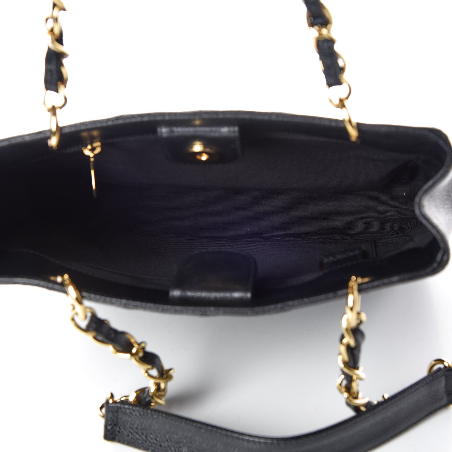 Caviar Quilted Petit Shopping Tote PST Black