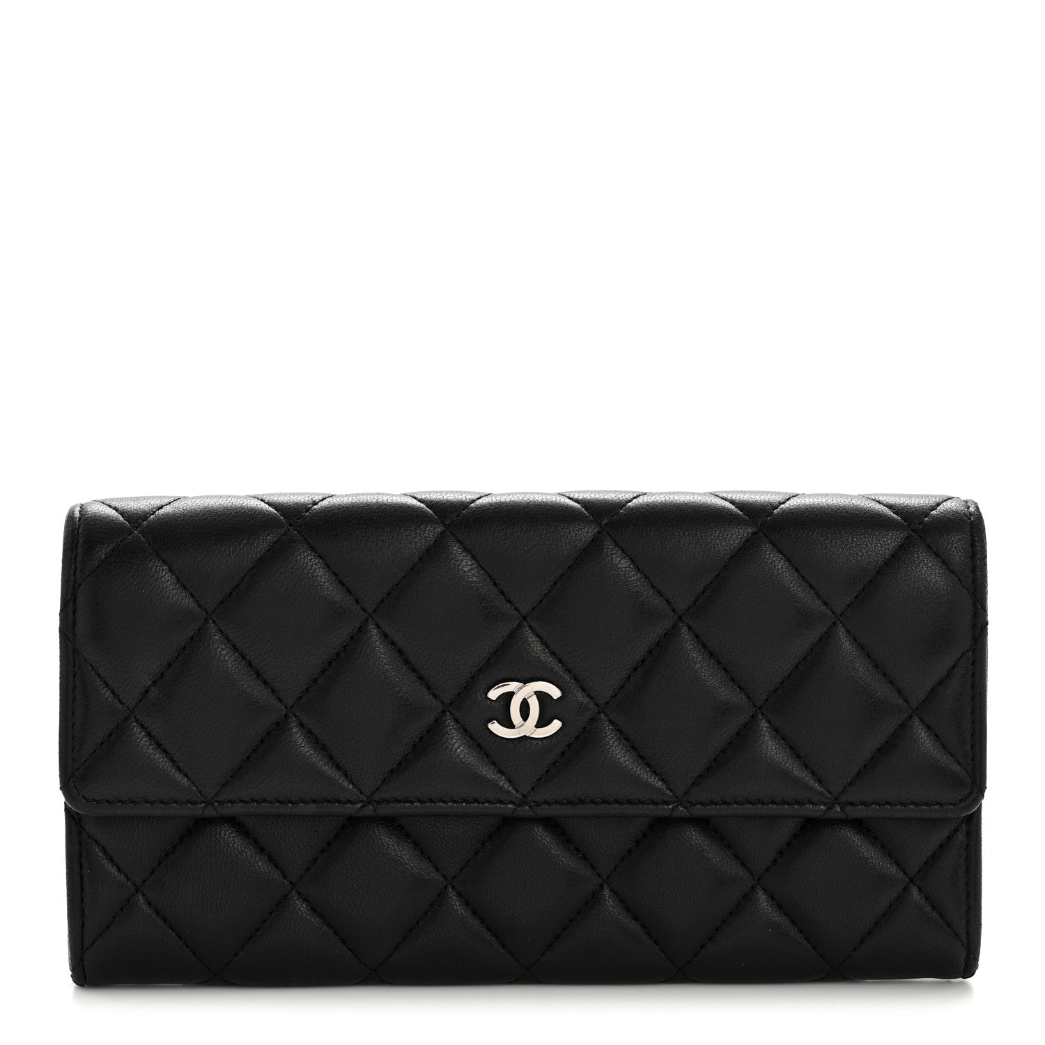 Chanel Lambskin Quilted Large Flap Wallet Black 1 of 12