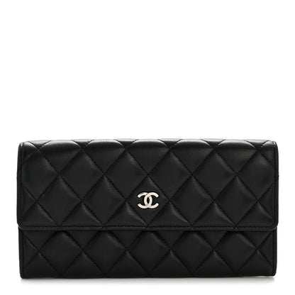 Chanel Lambskin Quilted Large Flap Wallet Black 1 of 12