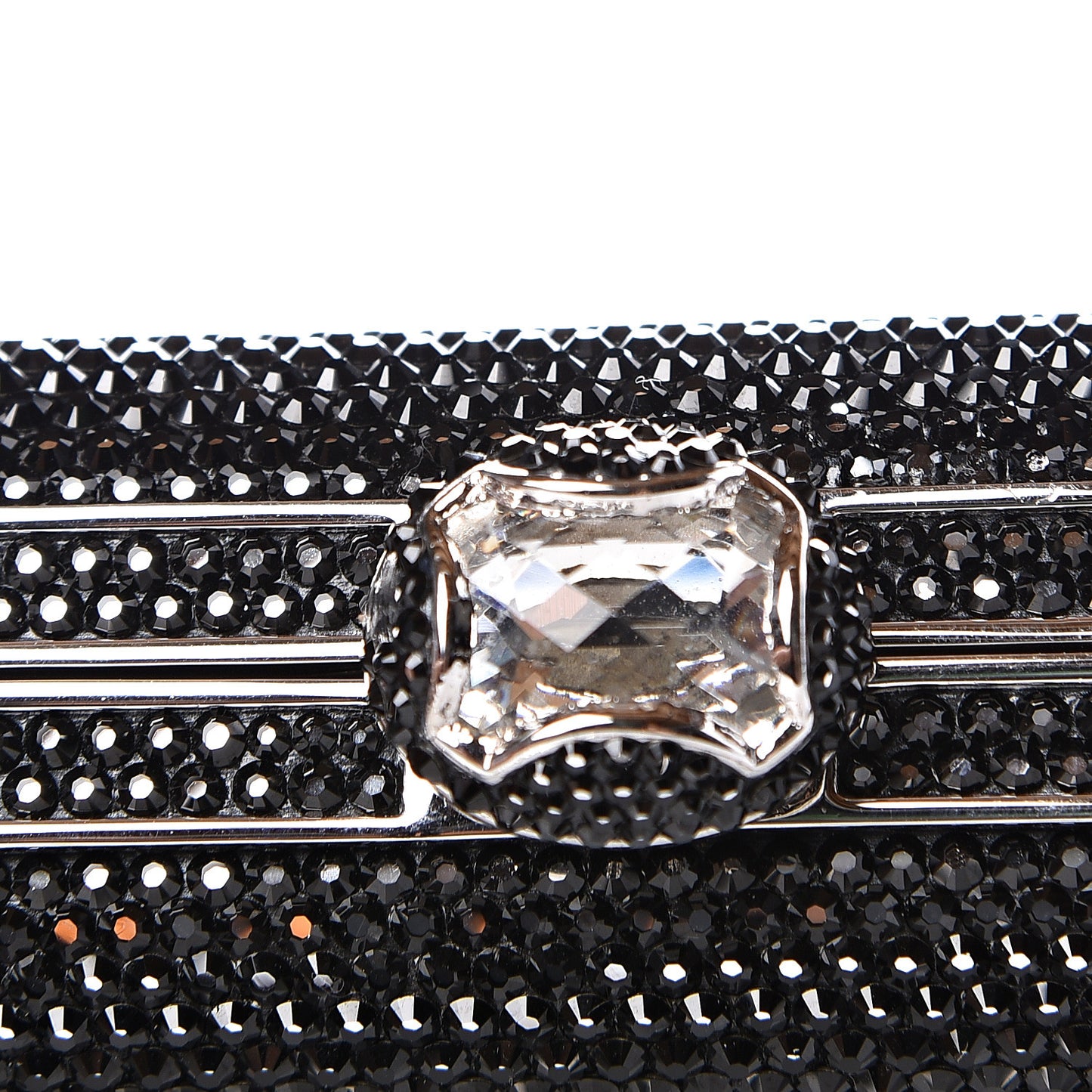 Swarovski Crystal Minaudiere Clutch Black Silver