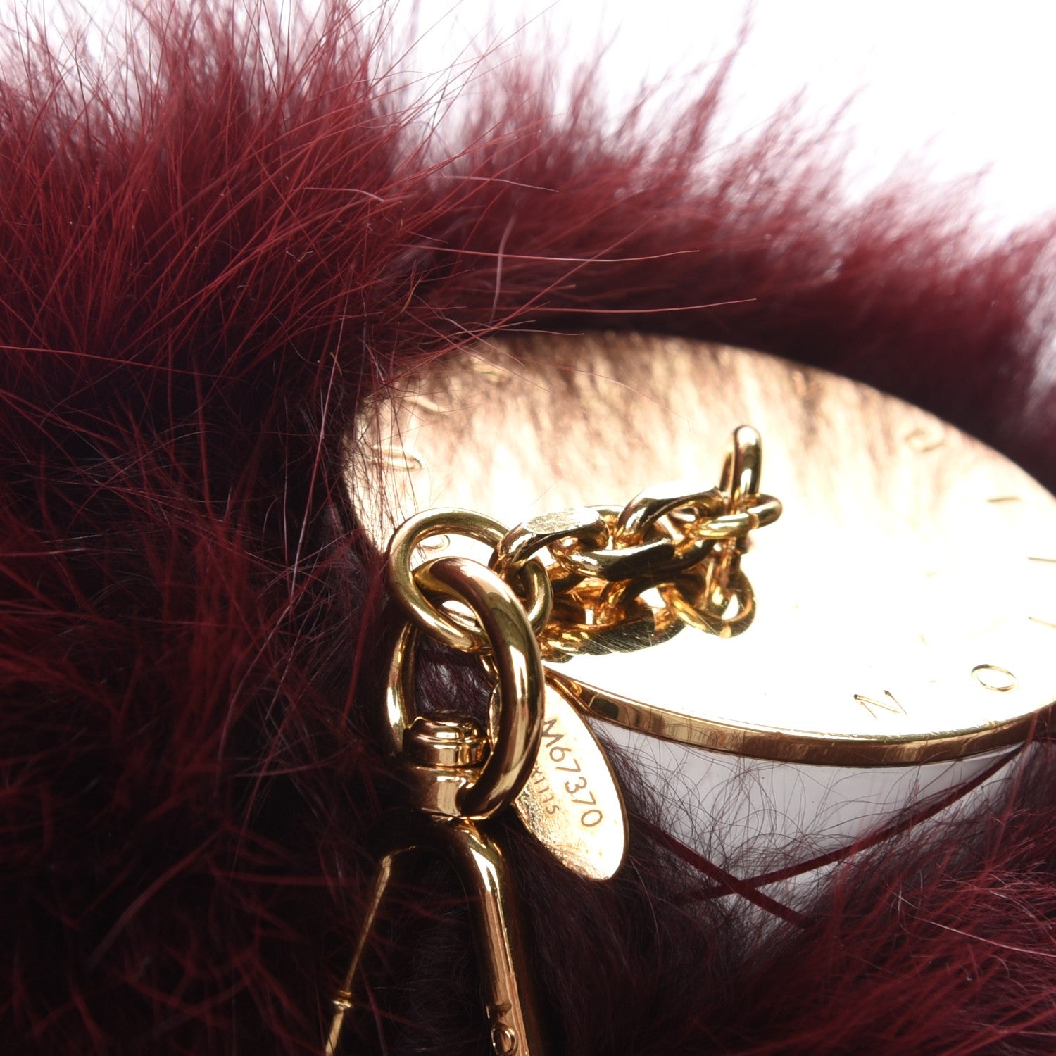 Louis Vuitton Fox Fur Fuzzy V Bag Charm Amarante 4 of 4