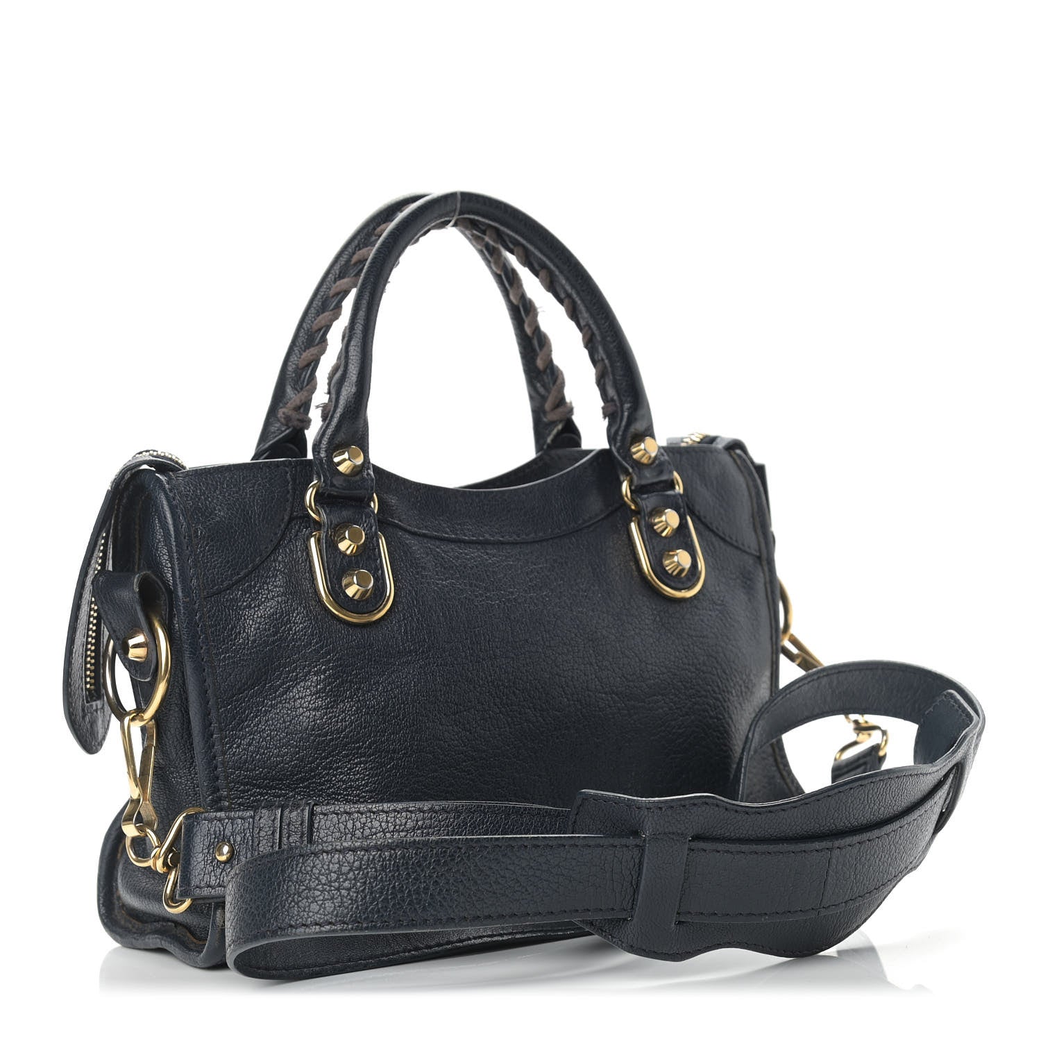 Balenciaga Chevre Gold Metallic Edge Hardware Mini City Bleu Nuit Dark Sea 3 of 22