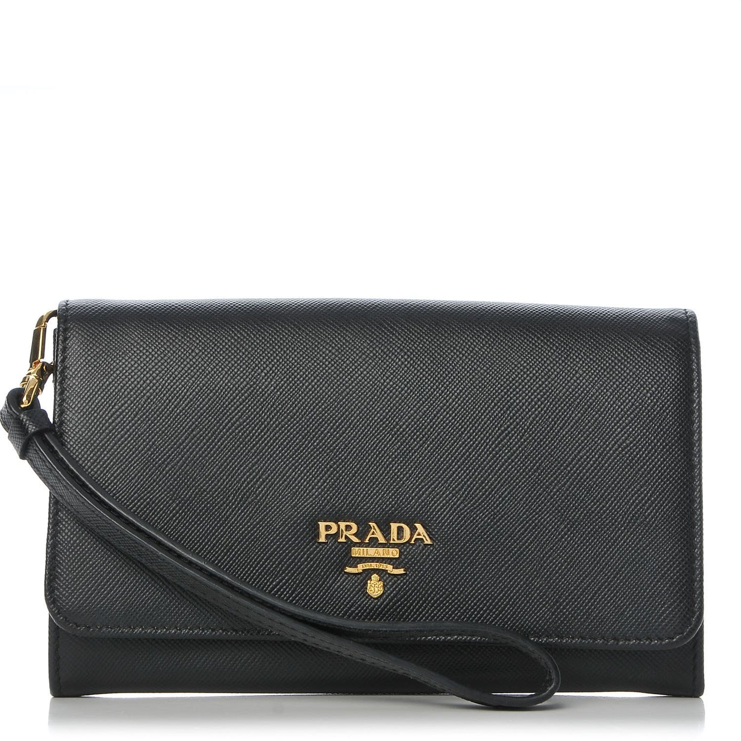 Saffiano Metal Wristlet Black