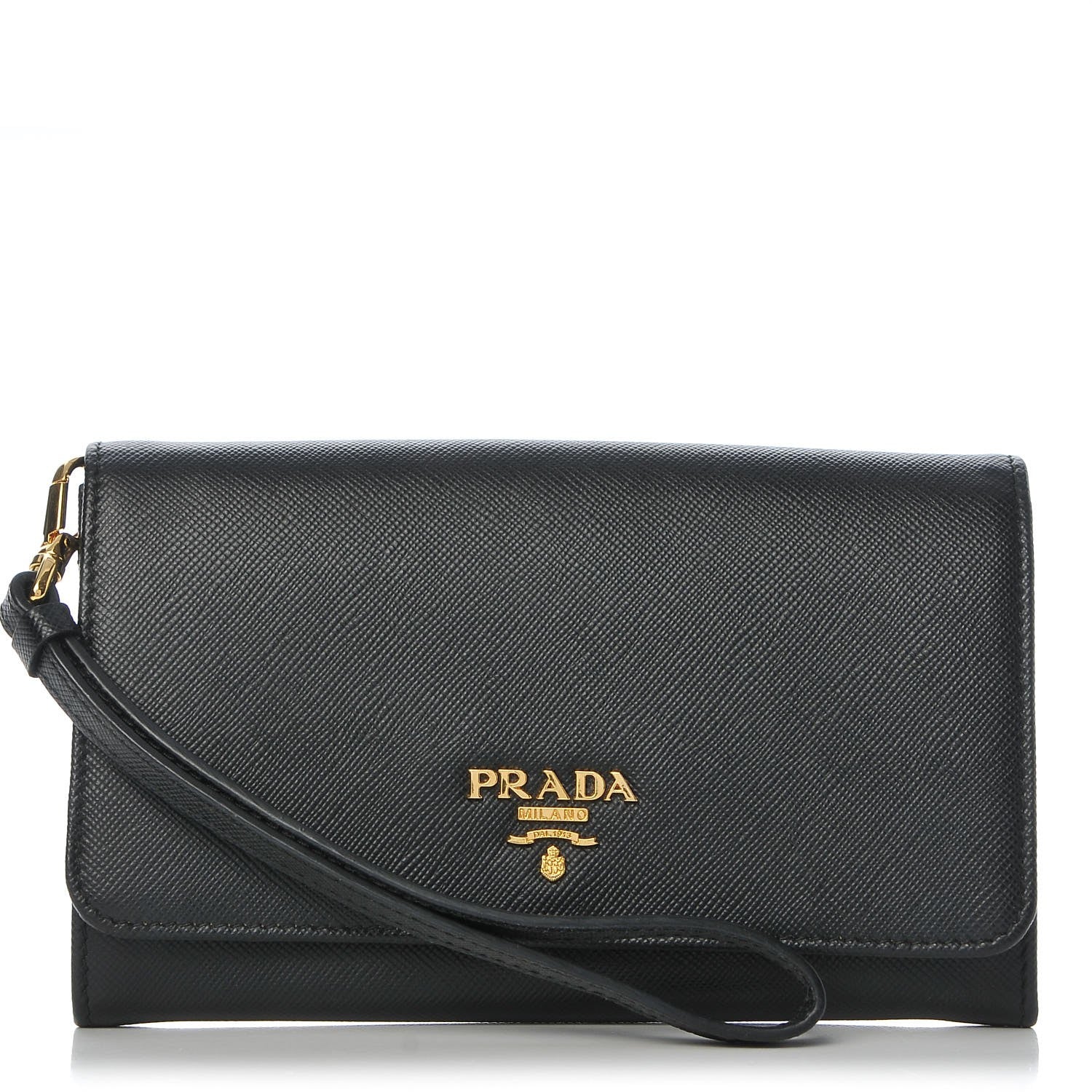Prada Saffiano Metal Wristlet Black 1 of 9