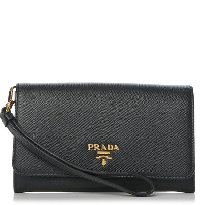 Prada Saffiano Metal Wristlet Black 1 of 9