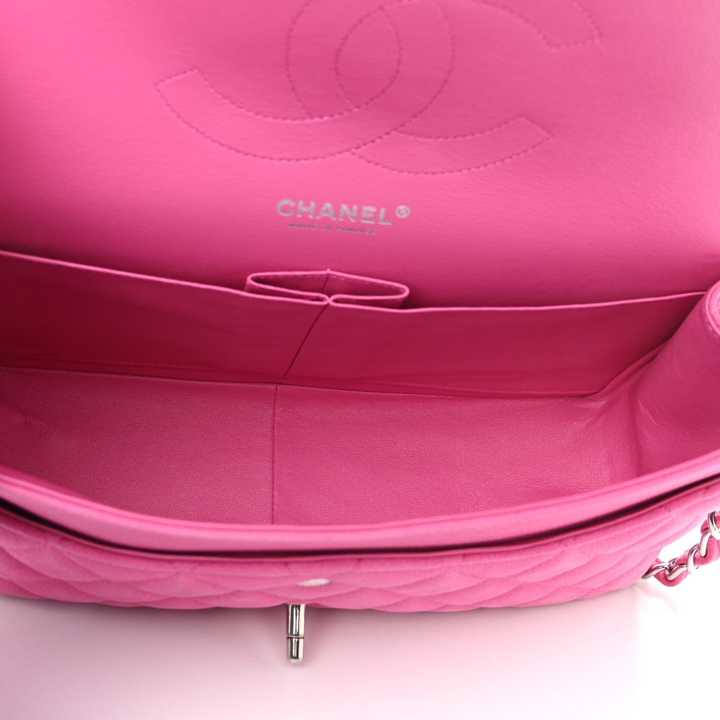 Iridescent Caviar Quilted Jumbo Double Flap Pink