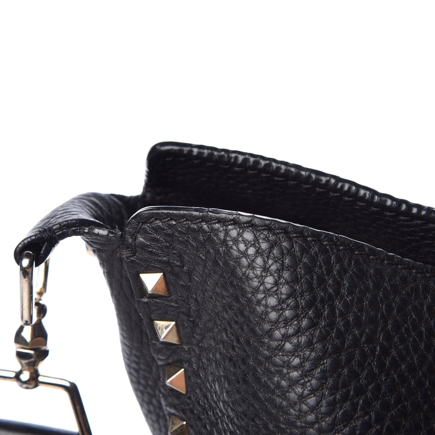 Pebbled Calfskin Large Rockstud Flip-Lock Messenger Bag Black