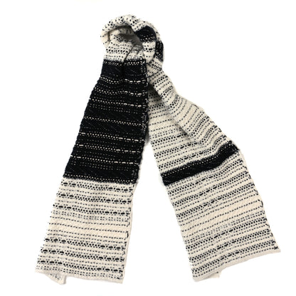 Chanel Wool Cashmere Silk Knit CC Scarf Black White 1 of 4