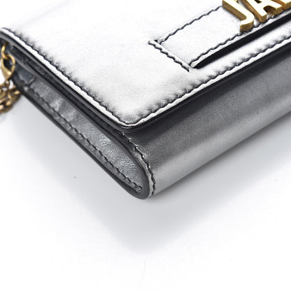 Christian Dior Metallic Calfskin J'adior Croisiere Chain Wallet Graphite 6 of 7