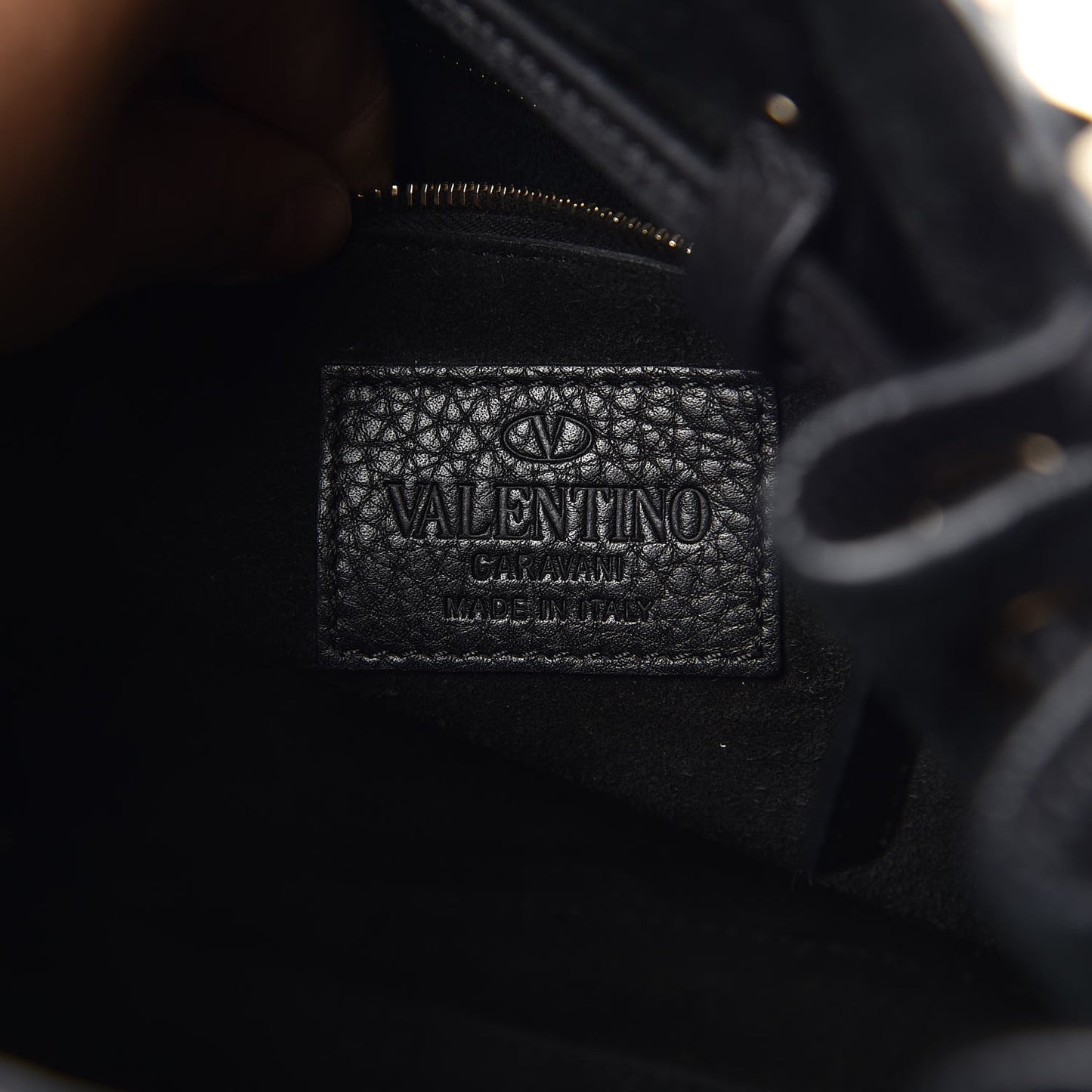 Pebbled Calfskin Rockstud Double Handle Cinch Tote Black