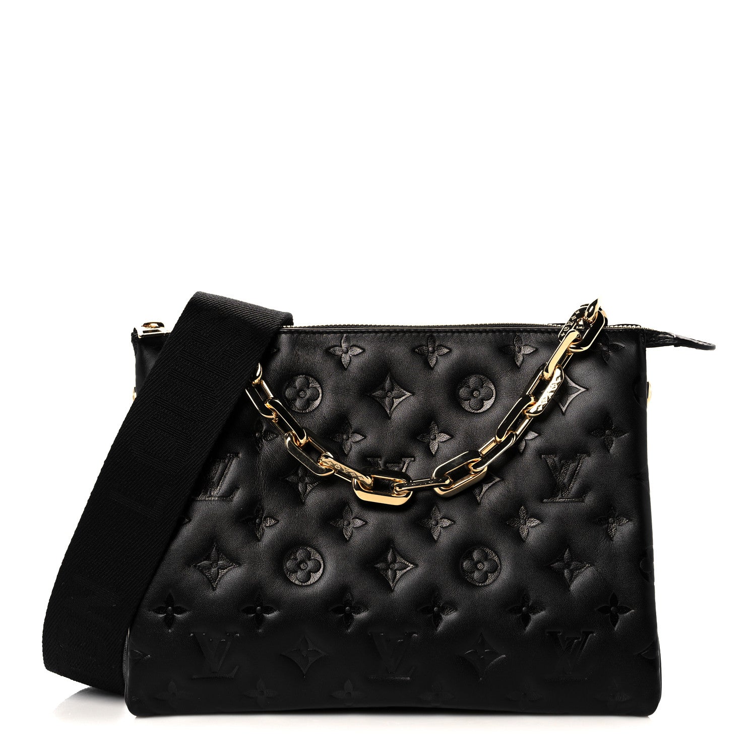 Louis Vuitton Lambskin Embossed Monogram Coussin PM Black 1 of 8