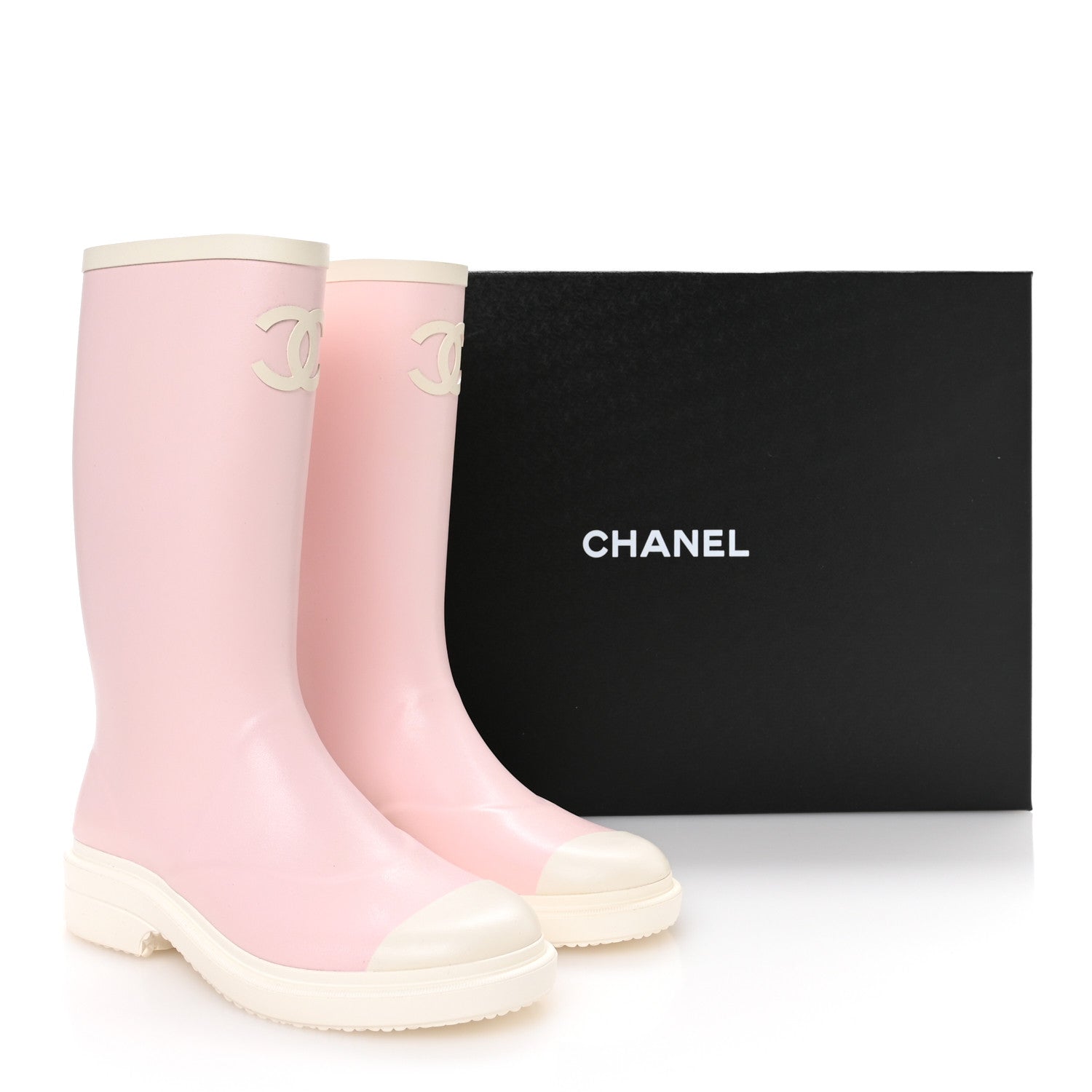 Chanel Caoutchouk CC High Boots 38 Light Pink White 9 of 9