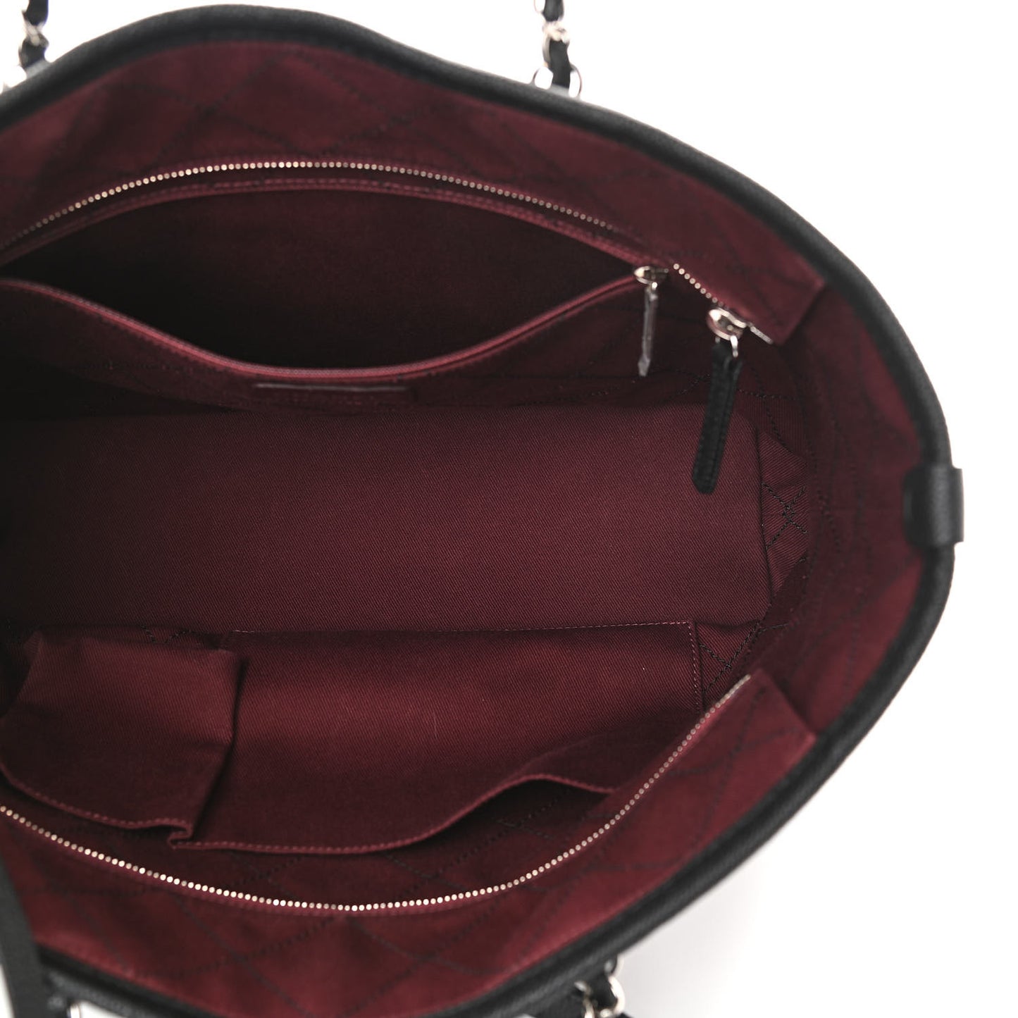 Grained Calfskin Quilted Small Daily Shopping Tote Black