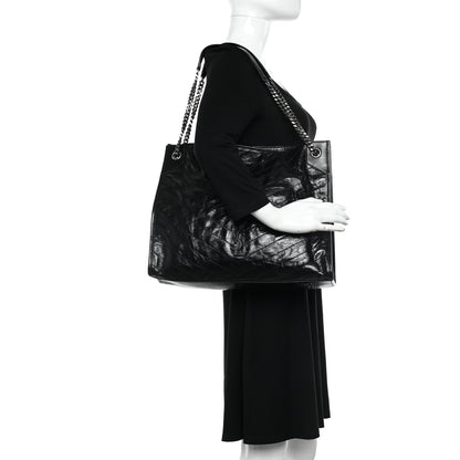 Saint Laurent Crinkled Calfskin Matelasse Monogram Medium Niki Shopper Tote Black 2 of 12
