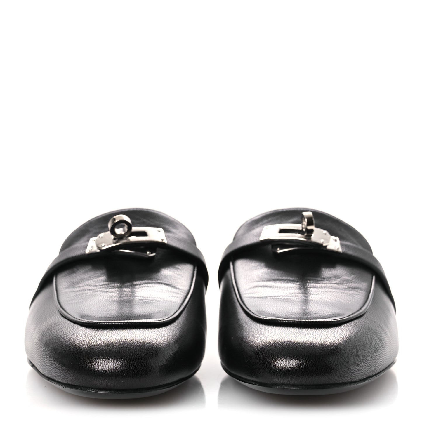 Glazed Calfskin Oz Mules 41 Black