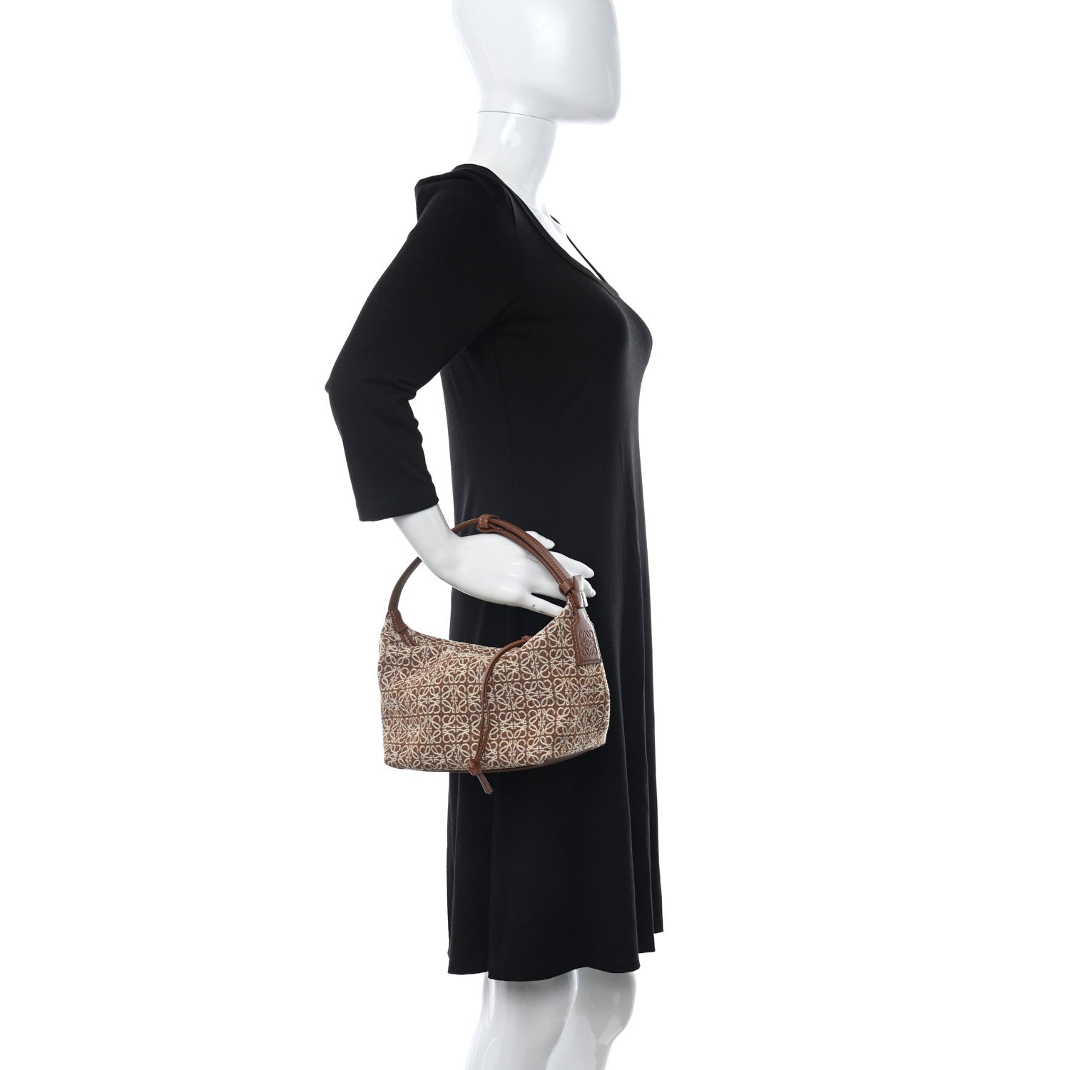 Loewe Jacquard Anagram Calfskin Small Cubi Bag Tan Pecan 2 of 11
