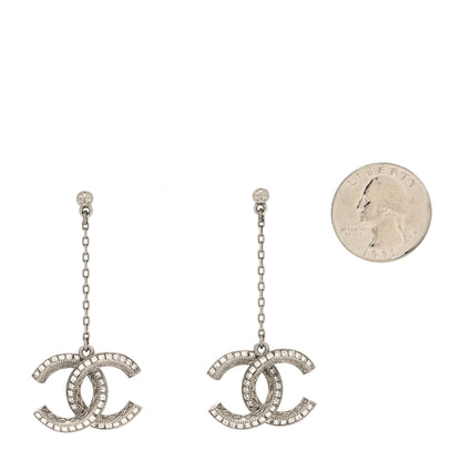 Chanel Baguette Crystal CC Drop Earrings Silver 2 of 4