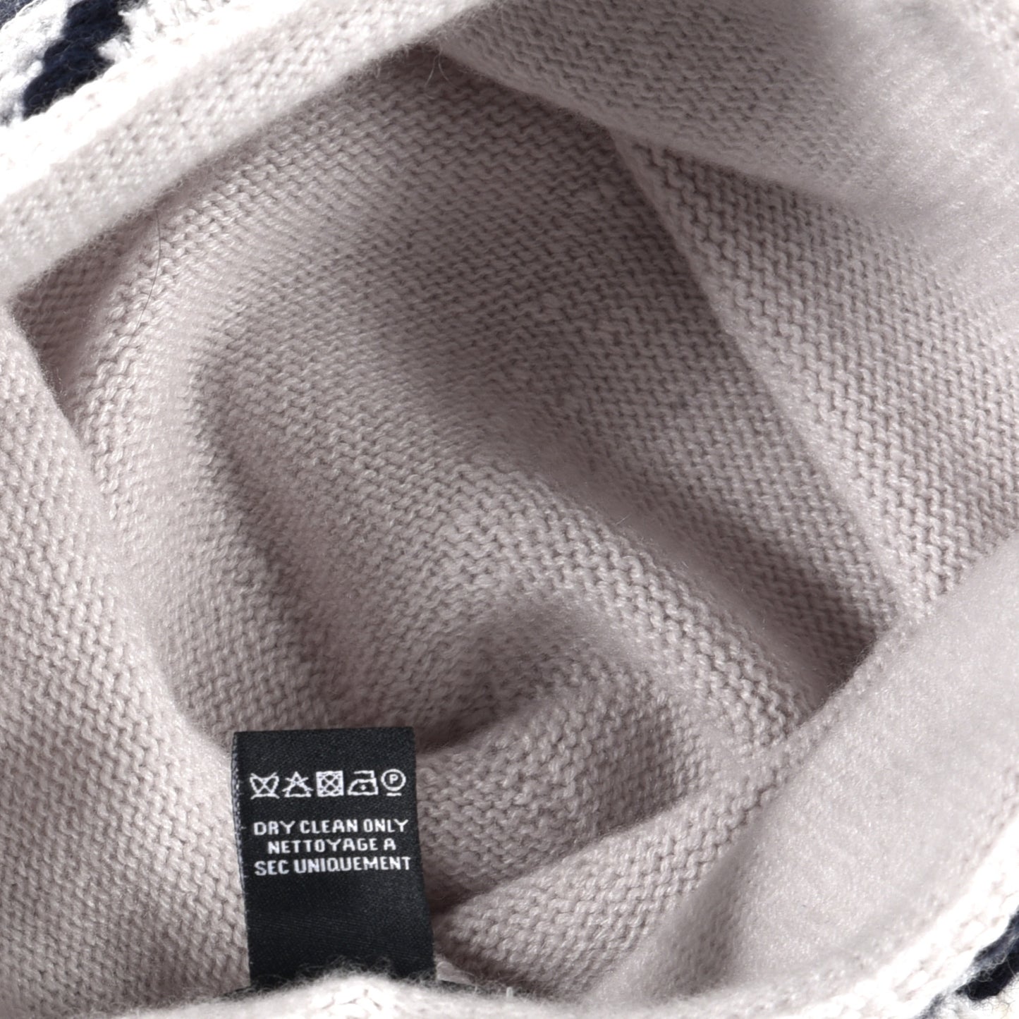 Cashmere Blend CC Beanie Hat With Gloves Set White Navy Blue