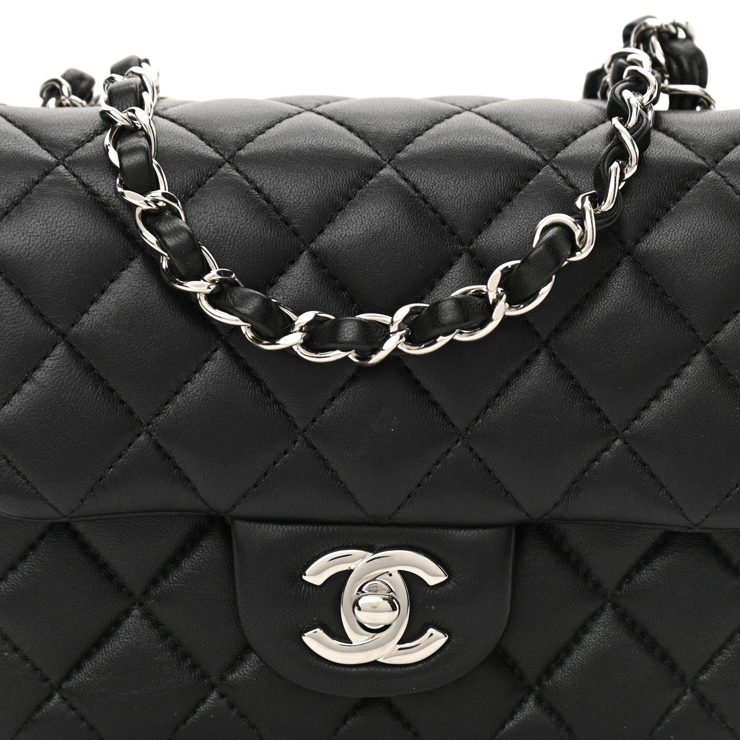 Chanel Lambskin Quilted Mini Square Flap Black 8 of 12