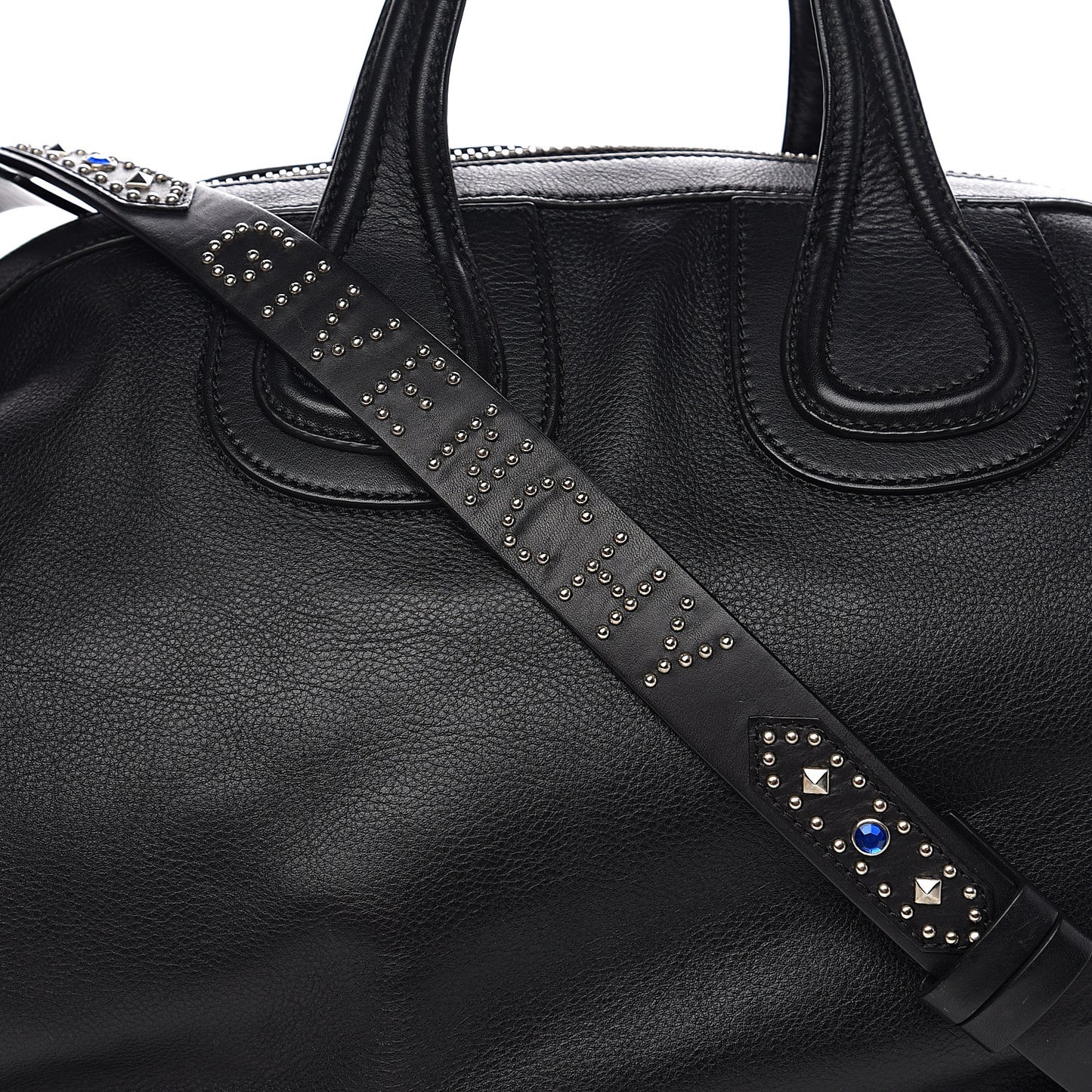 Waxed Calfskin Studded Medium Nightingale Black