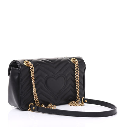 Gucci Calfskin Matelasse Small GG Marmont Shoulder Bag Black 2 of 10