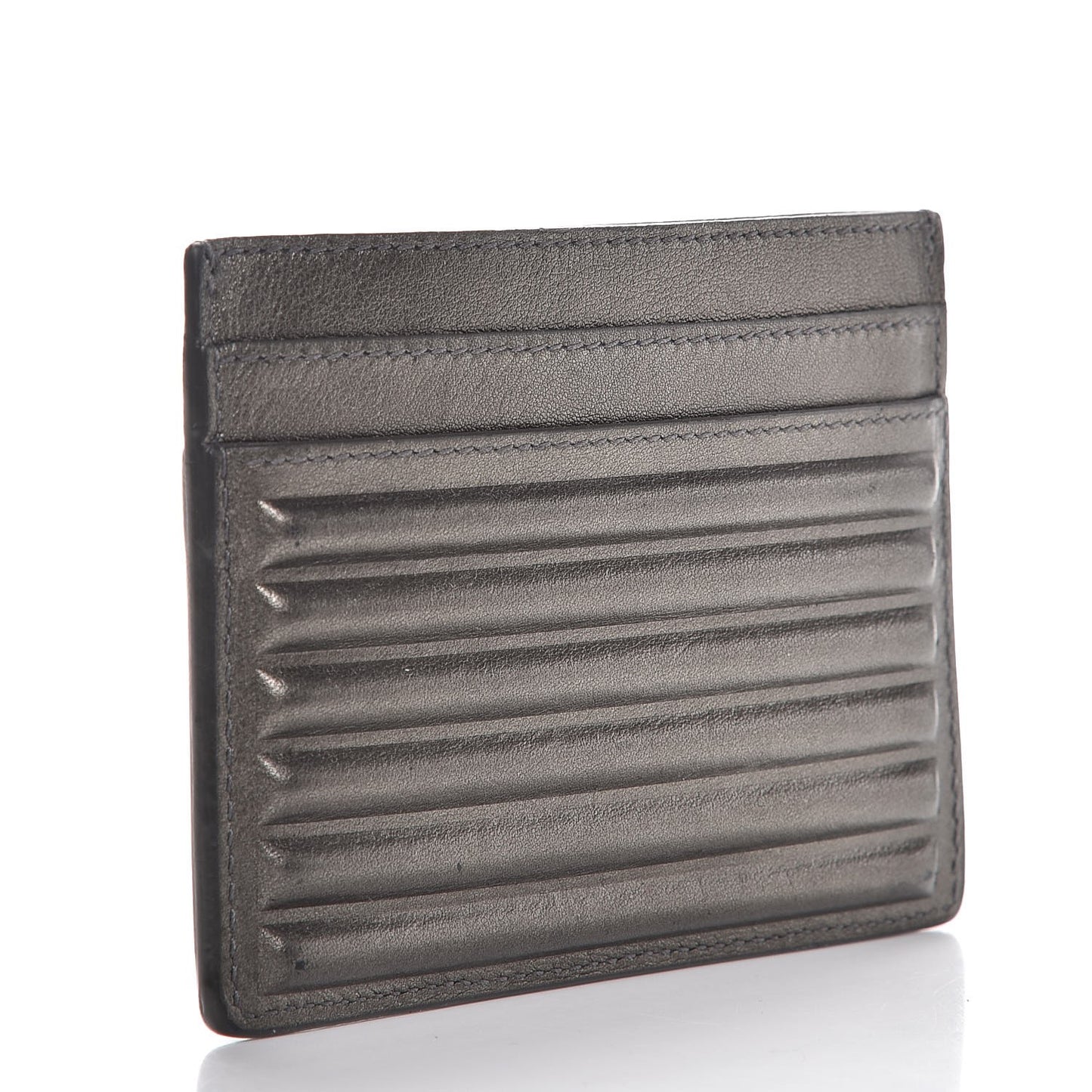 Metallic Ribbed Calfskin Opium Monogram Credit Card Case Graphite