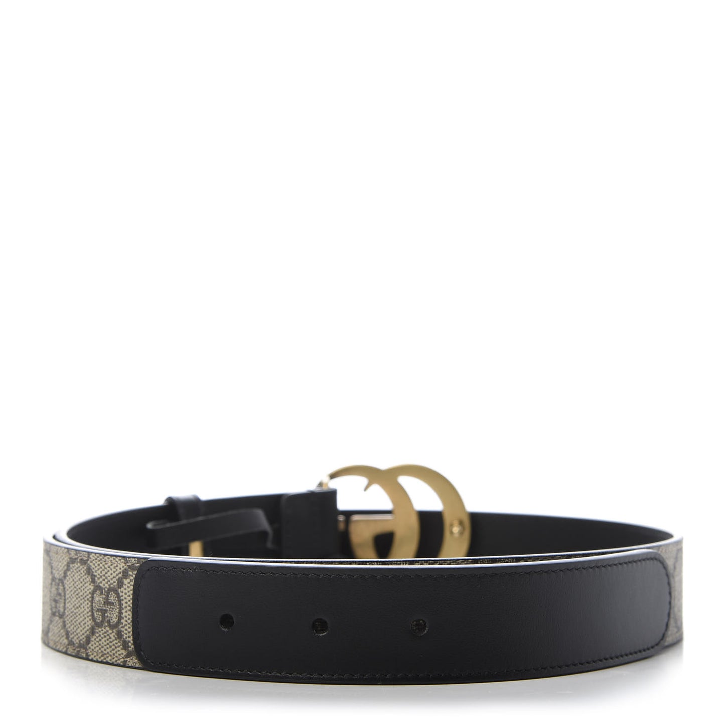GG Supreme Monogram Matte Plutone Calfskin Double G 30mm Belt 90 36 Beige Ebony Black
